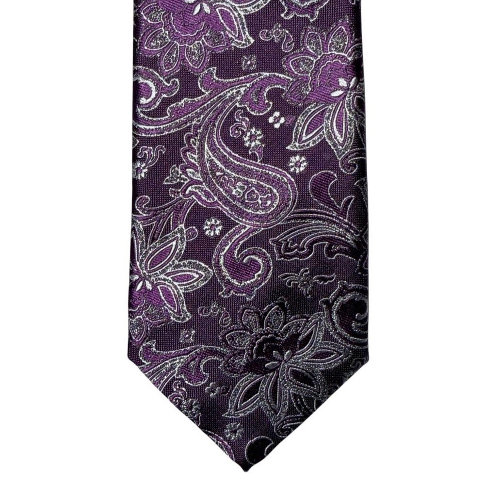 Daniel Cremieux 100% Silk Tie Mantero Archives Purple Silver Hand Made Italy NWT